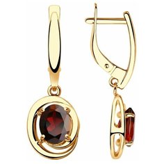 Серьги с подвесками Diamant, красное золото, 375 проба, гранат, , красный