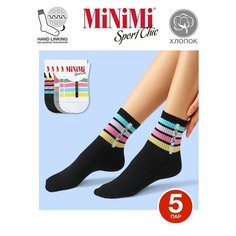 Носки MiNiMi, комплект, 5 пар, размер 39-41 (25-27), черный, белый, серый