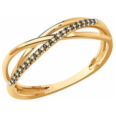 Кольцо Diamant, красное золото, 585 проба, бриллиант, размер 17, коньячный