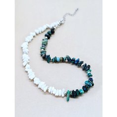 Колье ENJOY Украшения из камней, хризоколла, агат, длина 45 см, белый, голубой, синий