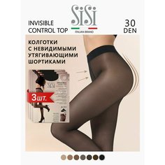 Колготки Sisi Invisible Control Top, 30 den, 3 шт., размер 3, nero