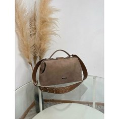 Сумка саквояж Shapely, 3 шт, фактура бархатистая, тауп