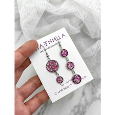 Серьги Сплетница, размер 10 мм, серебряный, розовый, белый