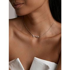 Колье, циркон, длина 45 см, серебристый Minimalism Jewellery
