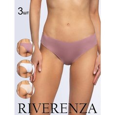 Трусы Riverenza, комплект из 3 шт., размер 44, бежевый/белый/розовый