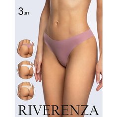 Трусы Riverenza, комплект из 3 шт., размер 48, бежевый/белый/розовый