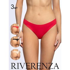 Трусы Riverenza, комплект из 3 шт., размер 46, красный, черный, бежевый