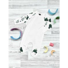 Комбинезон Mjolk, размер 80, экрю, зеленый, серый