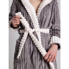 Халат для кормящих мам Koroleva Collection, размер 4XL, серый/белый/бежевый