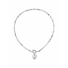 Колье Strekoza Collection, кахолонг, длина 43 см, серый, серебряный, белый