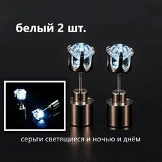 Серьги пусеты LERO, искусственный камень, размер 22 мм, белый