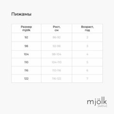 Пижама Mjolk, размер 116, черный, коричневый, белый