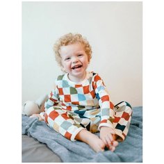 Пижама Mjolk, размер 92, зеленый, красный, экрю