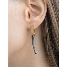 Серьги Братья Глазуновы, серебро, 925 проба, родирование, золочение, размер 45 мм, длина 4.5 см, , золотистый