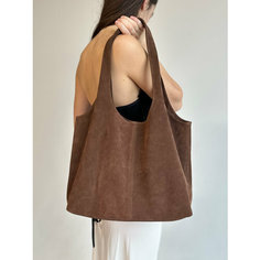 Сумка шоппер , фактура бархатистая, коричневый Без бренда