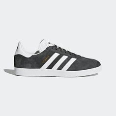 Кеды adidas Gazelle, размер 9,5 UK, Dark Grey Heather / White / Gold Metallic