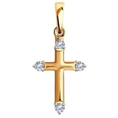 Подвеска Diamant, красное золото, 585 проба, фианит, размер 2.4 см., бесцветный