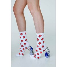 Носки Happy Frensis Носки высокие, унисекс, с принтом "Грибы Мухоморы", длинные, размер 38-41, красный/белый