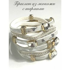 Браслет Florento, стекло, кристалл, металл, 1 шт., размер 18 см, серебряный/белый