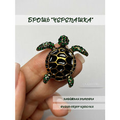 Брошь, кристалл, стразы, зеленый, оранжевый Queen PIN