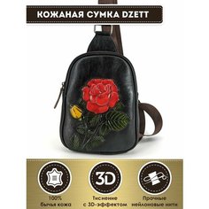 Сумка слинг Dzett, фактура тиснение, красный, черный