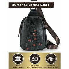 Сумка слинг Dzett, фактура тиснение, красный, черный