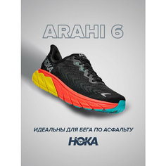 Кроссовки HOKA Arahi 6, полнота D, размер US11D/UK10.5/EU45 1/3/JPN29, черный, коралловый
