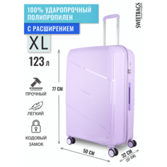 Чемодан Sweetbags, 123 л, размер XL, сиреневый