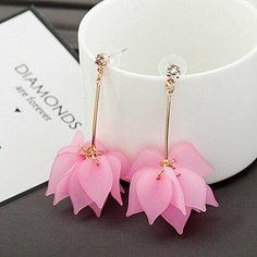 Серьги, размер 40 мм, розовый Fashion