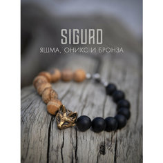 Браслет-нить SIGURD, оникс, яшма, 1 шт., размер 16 см, черный/коричневый