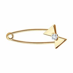 Брошь Diamant online, красное золото, 585 проба, фианит, , прозрачный