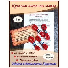 Браслет-нить, 4 шт., размер 30 см, размер one size, красный Мастерская колдуна