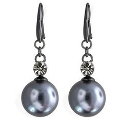 Серьги с подвесками, стекло, жемчуг имитация, размер 25 мм, серый Shop4you