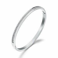 Жесткий браслет SORONA, циркон, фианит, Swarovski Zirconia, 1 шт., размер 6 см, размер one size, диаметр 6 см, серебристый
