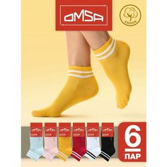 Носки Omsa, комплект, 6 пар, размер 35-38 (23-25), розовый, красный, голубой, желтый
