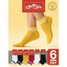Носки Omsa, комплект, 6 пар, размер 35-38 (23-25), черный, белый, красный, желтый