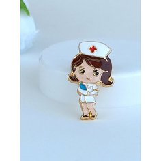 Брошь, эмаль, белый, красный, голубой, золотой Gala Brooch