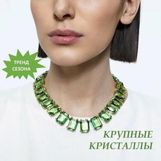 Колье, кристаллы Swarovski, хрусталь, длина 42 см, изумрудный Amazing Group