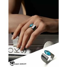 Кольцо Emay, шпинель синтетическая, искусственный камень, размер 18, черный
