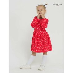 Платье SOVALINA Осень-зима 2024, размер 98, сердечки на красном