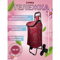 Сумка-тележка , 37 л, 55х93х86 см, ручная кладь, бордовый/серый Way Shop