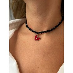 Чокер, стекло, длина 34 см, черный/красный Нет бренда