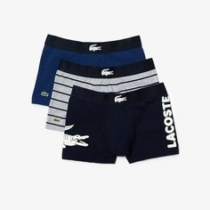 Трусы LACOSTE, комплект из 3 шт., размер TM, синий/серый/темно-синий
