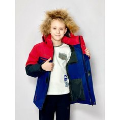 Парка LCAYHD FASHION Зимняя куртка для мальчика 23-21(1/25), размер 122, красный, синий