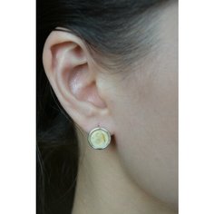 Серьги Twozi, серебро, 925 проба, серебрение, янтарь, размер 11 мм, длина 1.5 см, , желтый