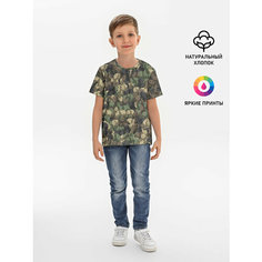 Футболка хлопковая детская Камуфляж с пандами, размер 134, мультиколор Lacotton.Ru