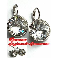Серьги Florento, хрусталь, кристаллы Swarovski, размер 14 мм, белый/серебристый