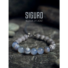 Браслет-нить SIGURD, агат, яшма, 1 шт., размер 19 см, голубой/бежевый