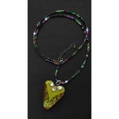 Колье ЛЕТО JEWELRY, кристалл, хрусталь, шпинель, перламутр, длина 60 см, зеленый