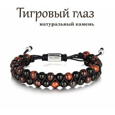 Браслет Sharks Jewelry, агат, тигровый глаз, авантюрин, размер 19.5 см, коричневый